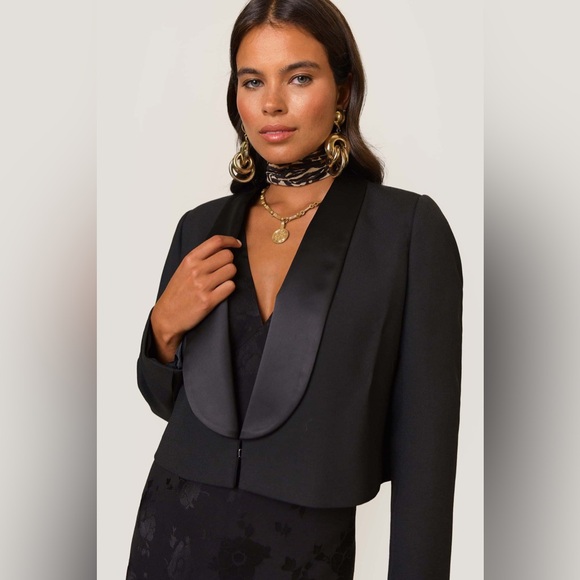 RIXO Jackets & Blazers - Rixo London NEW Black Otto Cropped Women's Tuxedo Blazer Jacket Size 6